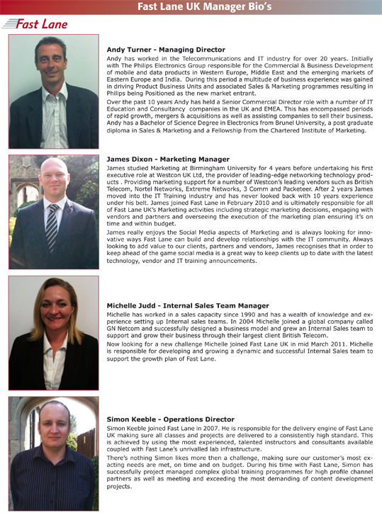 UK Management Team Bio's